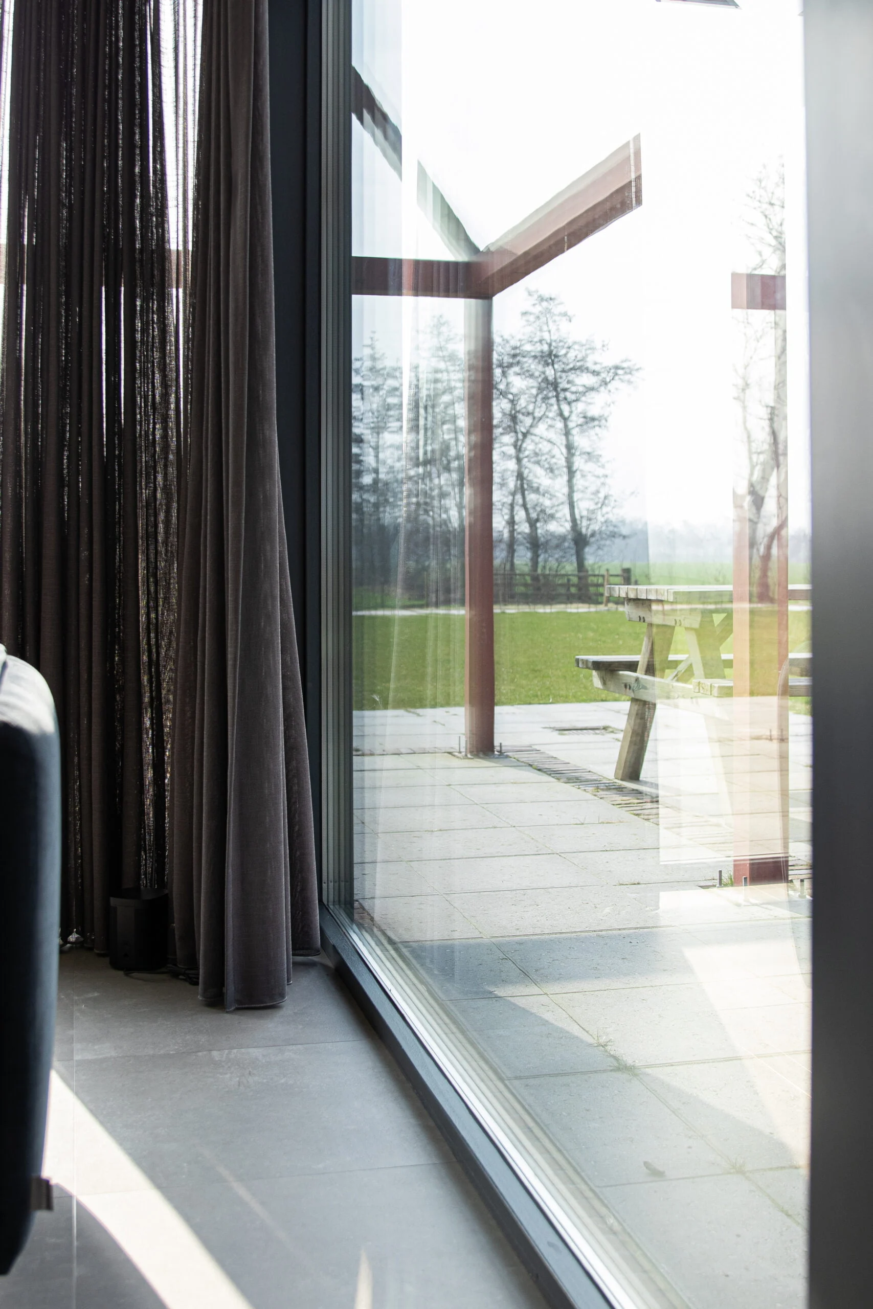 Vast glas | 2 vakken horizontaal | hout