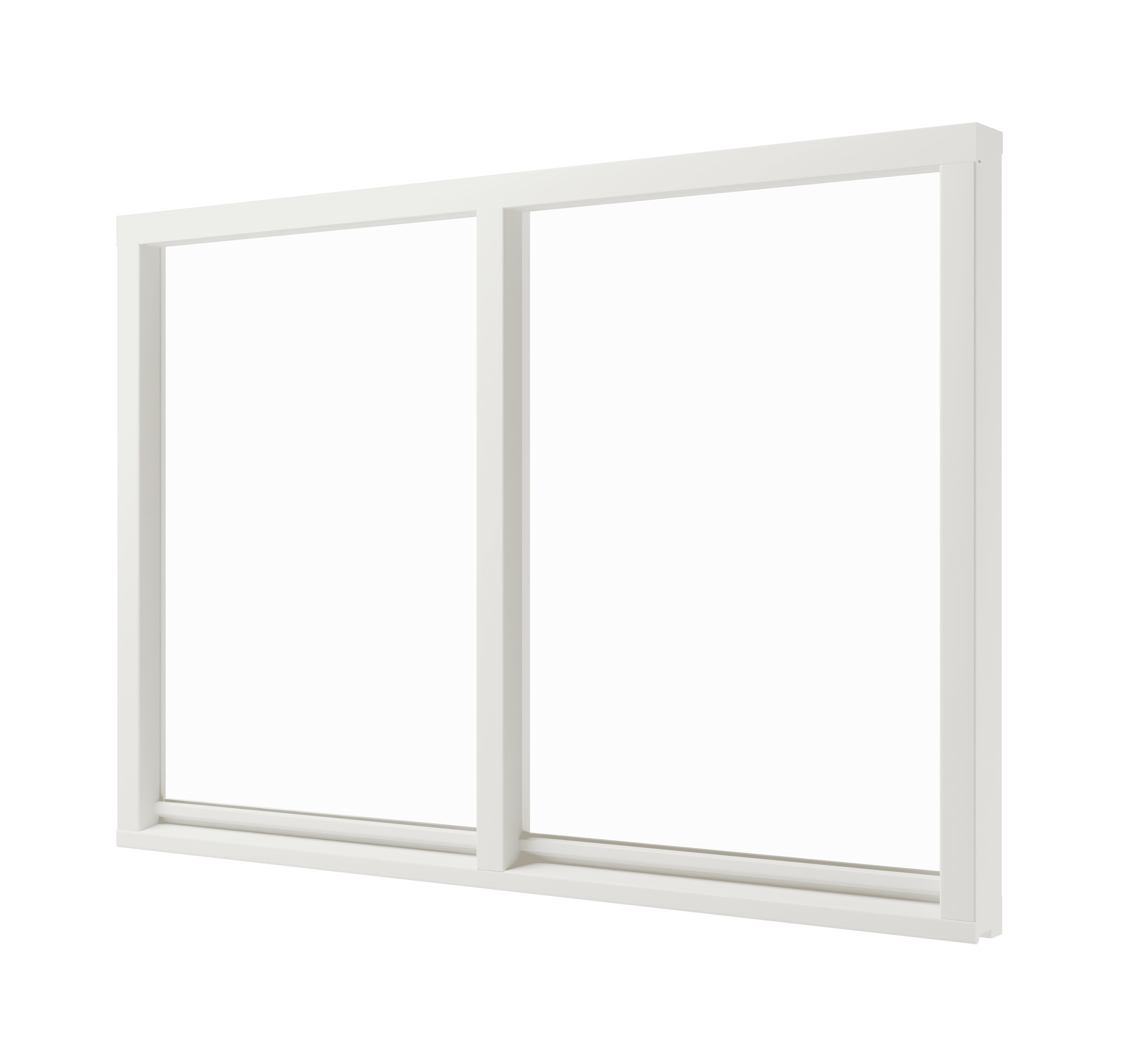 Vast glas 2 vakken horizontaal - hout